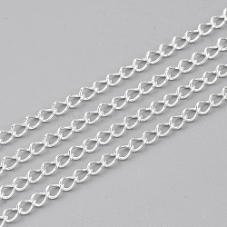 304 Stainless Steel Curb Chains, Twisted Chains, Soldered, with Spool, Silver Color Plated, 4x2.5x0.5mm, about 164.04 Feet(50m)/roll(CHS-T002-07)