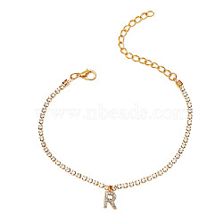 Fashionable and Creative Rhinestone Anklet Bracelets, English Letter R Hip-hop Creative Beach Anklet for Women, Golden(DA6716-18)