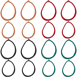 16Pcs 8 Style Spray Painted Alloy Pendants, Hollow, Irregular Teardrop, Mixed Color, 39~48x27.5~36x2mm, Hole: 1mm, 2pcs/style(FIND-BC0003-25)