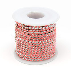 Leather Braided Cord, White, 3mm, about 21.87 yards(20m)/roll(WL-Q006-3mm-59)