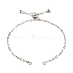 Rack Plating Brass Cable Chain Link Bracelet Making, with Cubic Zirconia, Slider Bracelets Making, Fit for Connector Charm, Platinum, 20x0.2cm, Hole: 2mm(KK-TAC0016-05P)