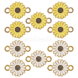 10Pcs 2 Colors Golden Tone Alloy Connector Charms, with Enamel, Daisy Flower Links, Mixed Color, 20.5x13.5x2.5mm, Hole: 2mm, 5pcs/color(FIND-FS0001-72)