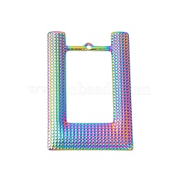 Ion Plating(IP) 304 Stainless Steel Pendants, Rectangle Charms, Rainbow Color, 49x32.5x2mm, Hole: 2mm(STAS-L268-014MC)