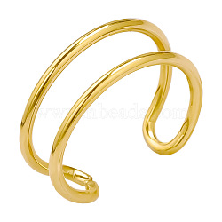 Stainless Steel Cuff Rings for Women, Double Layered Design Rings, Golden, 8mm, Inner Diameter: 17mm(AY9987-2)