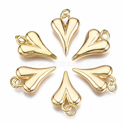 Brass Pendants, with Jump Rings, Nickel Free, Heart, Real 18K Gold Plated, 19.5x13x4mm, Jump Rings: 5x0.8mm, 3mm inner diameter(X-KK-Q277-038-NF)