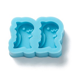 DIY Pendant Silicone Molds, for Earring Makings, Resin Casting Molds, For UV Resin, Epoxy Resin Jewelry Making, Dinosaur, Deep Sky Blue, 16x22.5x6mm, Inner Diameter: 11x8mm(DIY-G042-17)