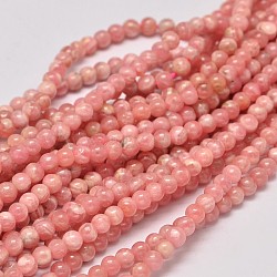 Round Natural Rhodochrosite Bead Strands, 3mm, Hole: 1mm, about 135pcs/strand, 15.5 inch(G-F289-21-3mm)