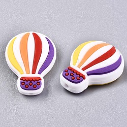 Food Grade Eco-Friendly Silicone Beads, Chewing Beads For Teethers, DIY Nursing Necklaces Making, Hot Air Balloon, Dark Violet, 28x22x9~10mm, Hole: 2mm(X-SIL-N002-08D)
