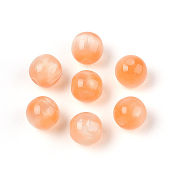 Resin Beads, Imitation Cat Eye Beads, Round, Orange, 8mm, Hole: 1.5mm