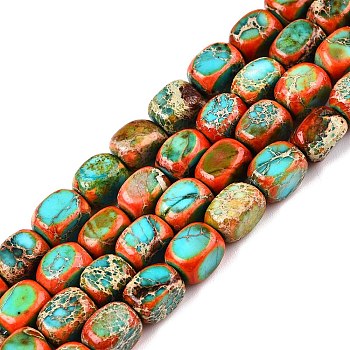 Natural Imperial Jasper Beads Strands, Dyed, Cuboid, Pale Turquoise, 6.5~7.5x5~6x5~6mm, Hole: 0.8mm, about 53~60pcs/strand, 15.55~15.87 inch(39.5~40.3cm)