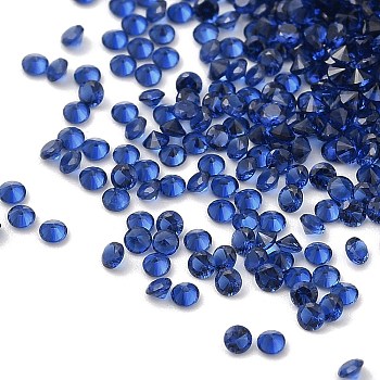 Cubic Zirconia Cabochons, Faceted Diamond, Marine Blue, 1.5x1mm