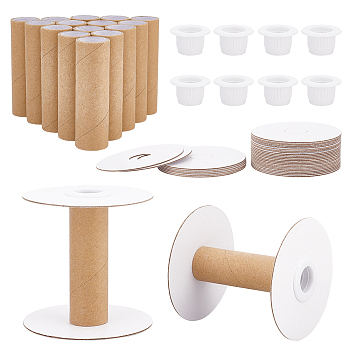 Elite Paper Thread Winding Bobbins, with Plastic Finding, for Cross-Stitch Embroidery Sewing Tool, BurlyWood, 80x80mm, 16 sets/box