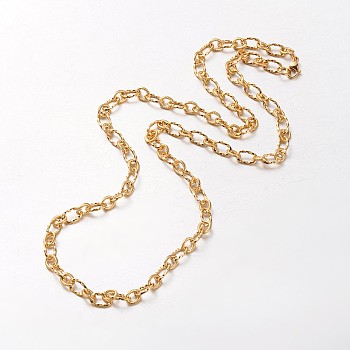 Unisex 304 Stainless Steel Textured Cable Chain Necklaces, with Lobster Claw Clasps, Golden, 29.33 inch(74.5cm)