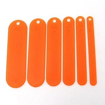 6 Sizes Plastic Fishing Net Shuttle, Oval, Orange Red, 130x17~37x3mm, Hole: 6.5mm, 6pcs/set