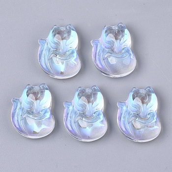Electroplate Transparent Glass Pendants, AB Color Plate, Fox, Clear AB, 18x14x7mm, Hole: 1mm