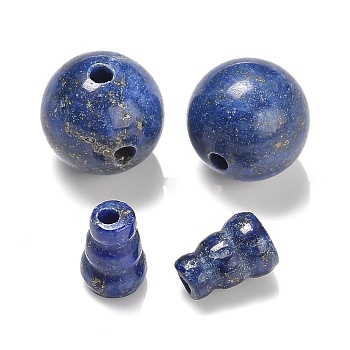 Natural Lapis Lazuli 3 Hole Guru Beads, T-Drilled Beads, for Buddhist Jewelry Making, Dyed, 10~11.4mm, Hole: 2mm