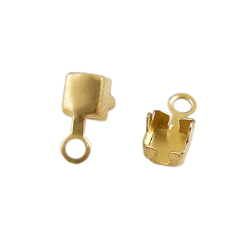 Brass Cup Chain Ends, Rhinestone Cup Chain Connectors, Golden, 7x3.5mm, Hole: 1.4mm, about 3.3mm inner diameter