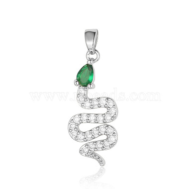 Platinum Green Snake Brass+Cubic Zirconia Pendants