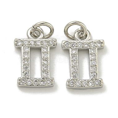 Platinum Clear Gemini Brass+Cubic Zirconia Charms