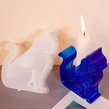 素敵な猫の形の燭台シリコンモールド(SIMO-C010-01D)-7