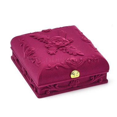 Rose Flower Pattern Velvet Jewelry Set Boxes(VBOX-O003-04)-2