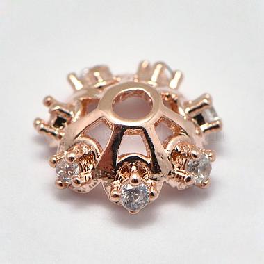 Rose Gold Brass+Cubic Zirconia Bead Caps
