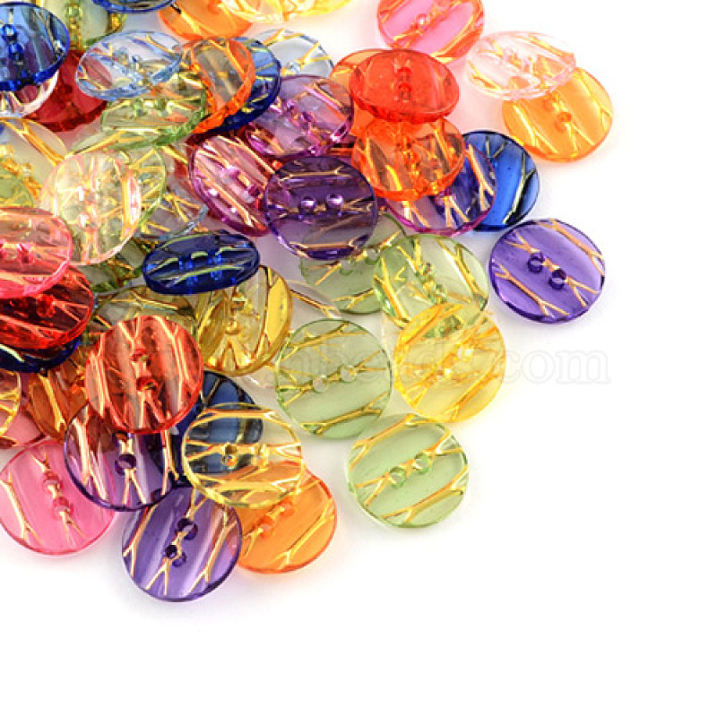 AC_ GN 100PCS ROUND SCRAPBOOKING EMBELLISHMENT RESIN SEWING 2 HOLES BUTTONS BRI 