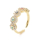 Flower Brass Micro Pave Cubic Zirconia Open Rings(RJEW-J017-VC276)-1