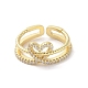 Brass Micro Pave Cubic Zirconia Open Cuff Rings(RJEW-M170-20G)-2