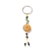 Porte-clés plat rond en perles de lave naturelle(KEYC-O011-08)-2