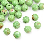 Opaque Acrylic Imitation Gemstone Beads, Round, Two Tone, Lime Green, 10x9mm, Hole: 2.5mm, about 1000pcs/500g(OACR-G064-15B-02)