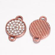 Alloy Grade A Rhinestone Links connectors, Flat Round, Red Copper, 18.5x13x2mm, Hole: 1.5x2mm(RB-D314-02R)