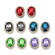 Sew on Rhinestone, Transparent Glass Rhinestone, with Brass Prong Settings, Faceted, Oval, Mixed Color, 22x17x7mm, Hole: 0.9mm(RGLA-S030-24B-B-M)