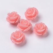 Synthetic Coral Beads, Flower, Nice For Jewelry DIY Making, Dyed, Pink, about 11mm wide, 11mm long, 8mm thick, hole: 0.5mm(X-DC77-8)