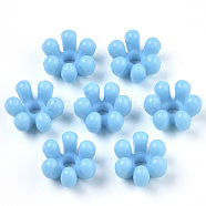 Opaque AS Plastic Bead Caps, 6-Petal, Flower, Deep Sky Blue, 22.5x20.5x12.5mm, Hole: 4.5mm(X-MACR-T039-021A)