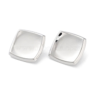 304 Stainless Steel Stud Earring, Square, Stainless Steel Color, 28x28mm(EJEW-H116-01C-P)