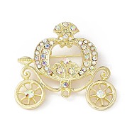 Rhinestone Pumpkin Carriage Lapel Pin Brooch, Carousel Theme Alloy Badge for Backpack Clothes, Golden, 40.5x44x8mm(JEWB-E016-03G)