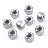 Spray Painted Plastic Beads, Barrel, Silver Plated, 9x6mm, Hole: 3.8mm, about 1900pcs/500g(KY-T025-01-G03)