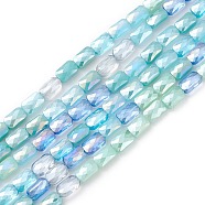 Gradient Color Electroplate Glass Bead Strands, AB Color Plated, Faceted, Rectangle, Pale Turquoise, 6.6x4.4x3mm, Hole: 1mm, about 77~83pcs/strand, 20.59~21.46 inch(52.3~54.5cm)(X1-GLAA-E042-01A)