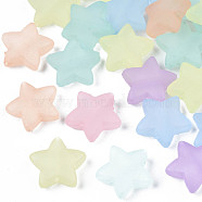 Transparent Frosted Acrylic  Beads, Star, Mixed Color, 13x14x5mm, Hole: 1.5mm(X-FACR-N002-01A)