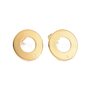 201 Stainless Steel Stud Earring Findings, with 304 Stainless Steel Pin and Ear Nuts, Donut, Real 24K Gold Plated, 16mm, Hole: 0.9mm, Pin: 0.7mm(STAS-G277-02G)