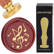 Brass Wax Seal Stamps with Rosewood Handle, for DIY Scrapbooking, Musical Note, 25mm(AJEW-WH0412-0126)