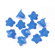 Blue Frosted Transparent Acrylic Flower Beads, 17.5x12mm, Hole: 1.5mm(X-PLF018-10)