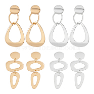 4 Pairs 4 Style Alloy Hollow Teardrop Dangle Stud Earrings for Women, Mixed Color, 61~67x29~32mm, 2 colors, 1 Pair/style(EJEW-AN0004-34)