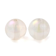 Two Tone Resin Beads, Round, White, 16x15.5mm, Hole: 2.5mm(RESI-Z015-02F)