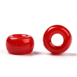 Opaque Acrylic Beads, Rondelle, Red, 7x4mm, Hole: 3mm, about 4545pcs/500g(KY-T025-03-F04)