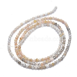 Natural Moonstone & Sunstone Beads Strands, Faceted, Round, 4mm, Hole: 0.5mm, about 97pcs/strand, 15.35 inch(39cm)(G-M353-A38-4mm)