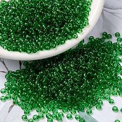 MIYUKI Round Rocailles Beads, Japanese Seed Beads, 8/0, (RR145) Transparent Light Green, 3mm, Hole: 1mm, about 422~455pcs/10g(X-SEED-G008-RR0145)