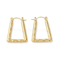 Rack Plating 304 Stainless Hoop Earrings for Women, Trapezoid, Real 18K Gold Plated, 26.5x20.5x3mm(EJEW-Z026-35G)