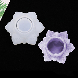 DIY Silicone Molds, for Candlestick Making, Resin Casting Pendant Molds, For UV Resin, Epoxy Resin Molds Making, Lotus, White, 108x124x45mm(CAND-PW0002-037)